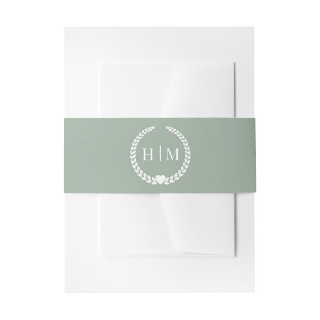 Cintas Para Invitaciones Simple Minimalist Sage Green Monogram  (Anverso Ejemplo)