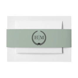 Cintas Para Invitaciones Simple Minimalist Sage Green Monogram