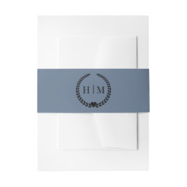 Cintas Para Invitaciones Simple Minimalist Slate Blue Monogram 