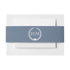 Cintas Para Invitaciones Simple Minimalist Slate Blue Monogram