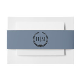 Cintas Para Invitaciones Simple Minimalist Slate Blue Monogram
