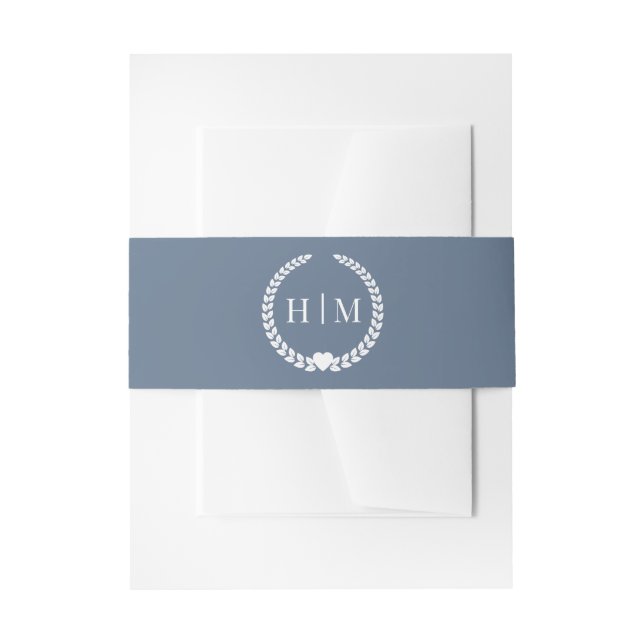 Cintas Para Invitaciones Simple Minimalist Slate Blue Monogram  (Anverso Ejemplo)