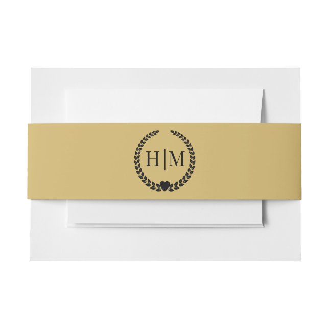 Cintas Para Invitaciones Simple Minimalist Soft Gold Monogram (Anverso Ejemplo)