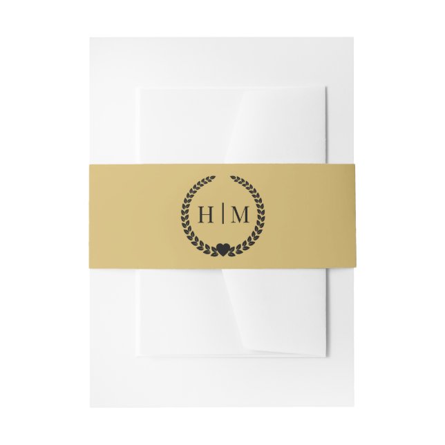 Cintas Para Invitaciones Simple Minimalist Soft Gold Monogram  (Anverso Ejemplo)