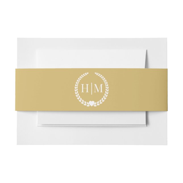 Cintas Para Invitaciones Simple Minimalist Soft Gold Monogram (Anverso Ejemplo)