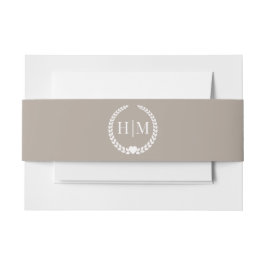 Cintas Para Invitaciones Simple Minimalist Taupe Linen Brown Monogram