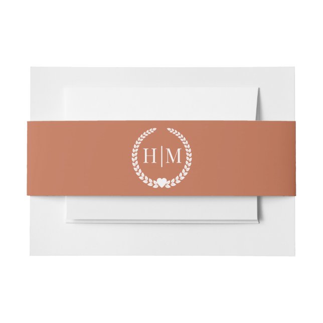 Cintas Para Invitaciones Simple Minimalist Terracotta Clay Monogram (Anverso Ejemplo)