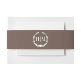 Cintas Para Invitaciones Simple Minimalist Warm Mocha Brown Monogram