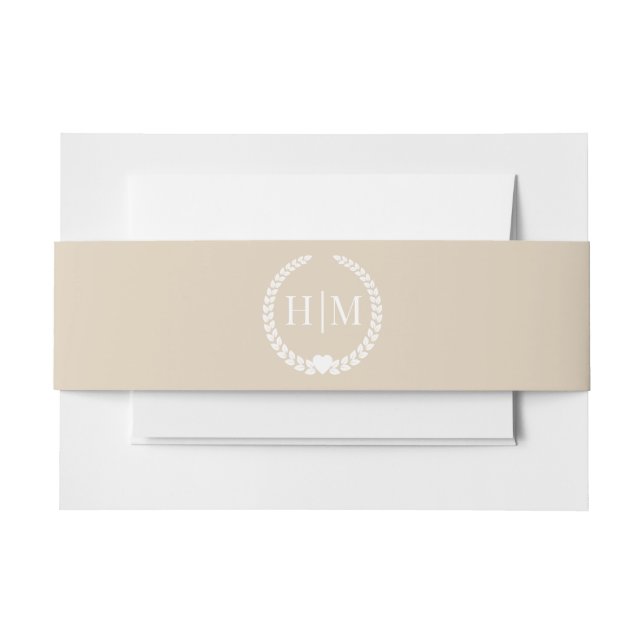 Cintas Para Invitaciones Simple Minimalist Warm Sand Monogram (Anverso Ejemplo)