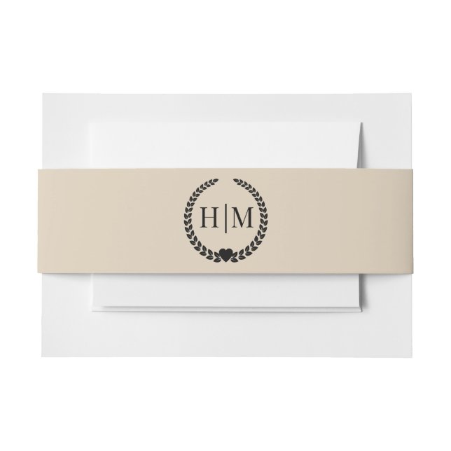 Cintas Para Invitaciones Simple Minimalist Warm Sand Monogram (Anverso Ejemplo)
