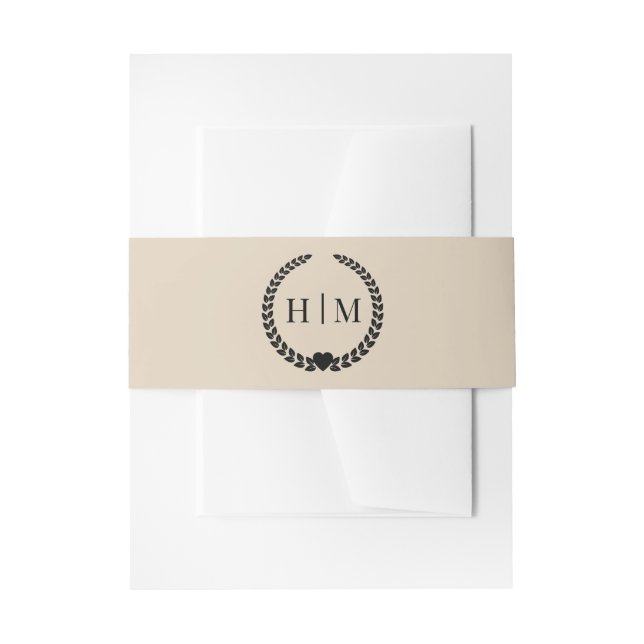 Cintas Para Invitaciones Simple Minimalist Warm Sand Monogram  (Anverso Ejemplo)