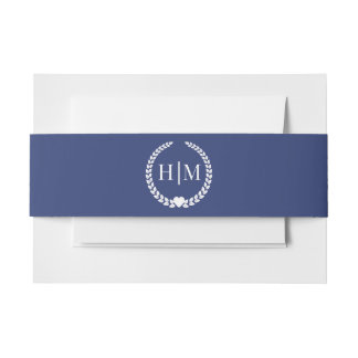 Cintas Para Invitaciones Simple Minimalista Azul Denim Oscuro Monograma