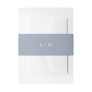 Cintas Para Invitaciones Simple Monograma Azul Polvo Elegante Boda