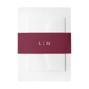 Cintas Para Invitaciones Simple Monograma de Borgoña Boda Elegante