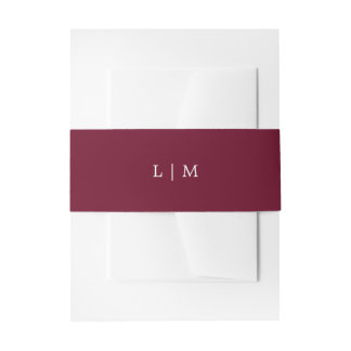 Cintas Para Invitaciones Simple Monograma de Borgoña Boda Elegante