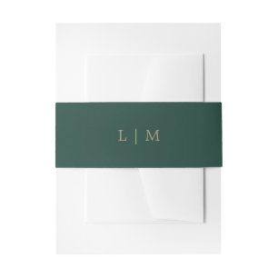 Cintas Para Invitaciones Simple Monograma Esmeralda Boda Minimal Elegante