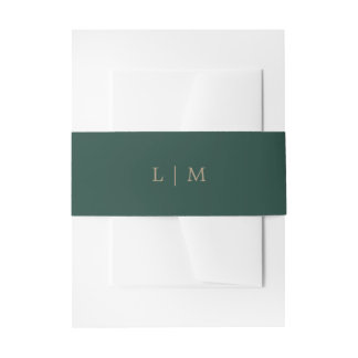 Cintas Para Invitaciones Simple Monograma Esmeralda Boda Minimal Elegante