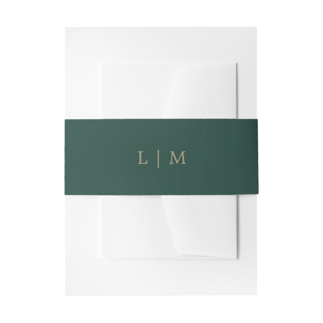 Cintas Para Invitaciones Simple Monograma Esmeralda Boda Minimal Elegante (Anverso Ejemplo)