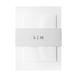 Cintas Para Invitaciones Simple Monograma Gris Claro Boda Elegante