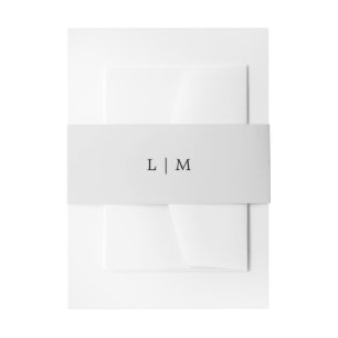 Cintas Para Invitaciones Simple Monograma Gris Claro Boda Elegante