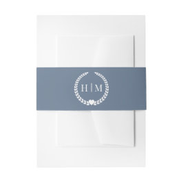 Cintas Para Invitaciones Simple Monograma Minimalista Azul Pizarra