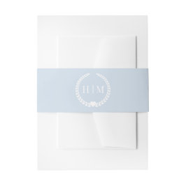 Cintas Para Invitaciones Simple Monograma Minimalista Azul Polvo