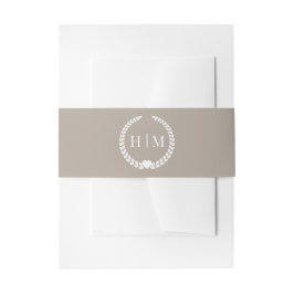 Cintas Para Invitaciones Simple Monograma Minimalista de Lino Marrón Taupe