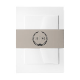 Cintas Para Invitaciones Simple Monograma Minimalista de Lino Marrón Taupe