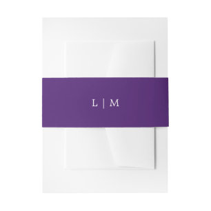 Cintas Para Invitaciones Simple Monograma Morado Elegante Boda