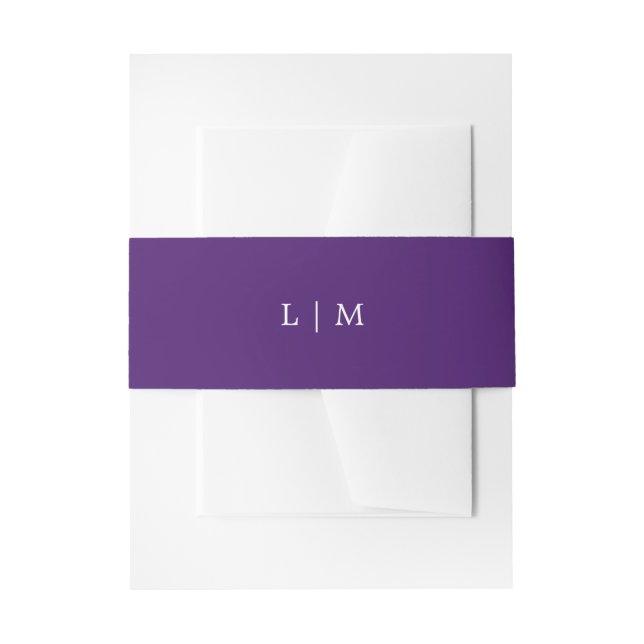 Cintas Para Invitaciones Simple Monograma Purple Elegante Boda (Anverso Ejemplo)