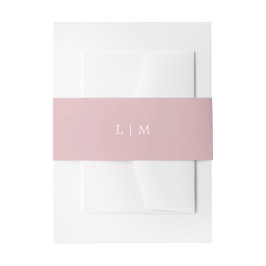 Cintas Para Invitaciones Simple Monograma Rosa Claro Elegante Boda