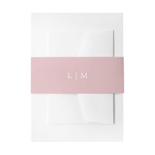 Cintas Para Invitaciones Simple Monograma Rosa Claro Elegante Boda