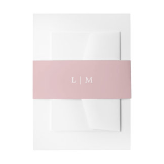 Cintas Para Invitaciones Simple Monograma Rosa Claro Elegante Boda
