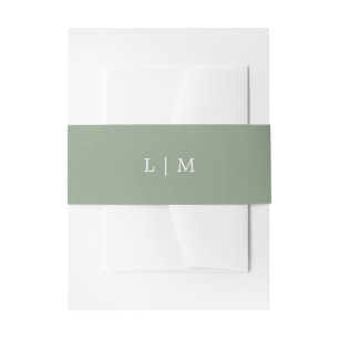 Cintas Para Invitaciones Simple Monograma Verde Matrimonio minimal elegante