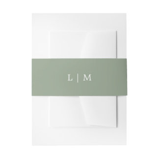 Cintas Para Invitaciones Simple Monograma Verde Matrimonio minimal elegante
