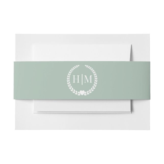 Cintas Para Invitaciones Simple Monograma Verde Mínimo (Anverso Ejemplo)