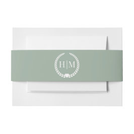 Cintas Para Invitaciones Simple Monograma Verde Salvia Minimalista