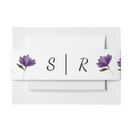 Cintas Para Invitaciones Simple morado blanco floral moderno botánico