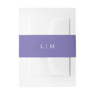 Cintas Para Invitaciones Simple Morado Monograma Minimal Elegante Boda