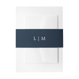 Cintas Para Invitaciones Simple Navy Blue Monograma Mínimo Elegante Boda
