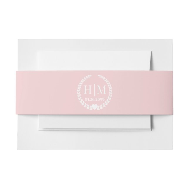 Cintas Para Invitaciones Simple Pale Rose Pink Monogram Invitation (Anverso Ejemplo)