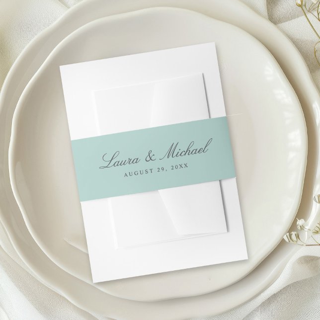 Cintas Para Invitaciones Simple Pale Teal Personalized Wedding (Subido por el creador)