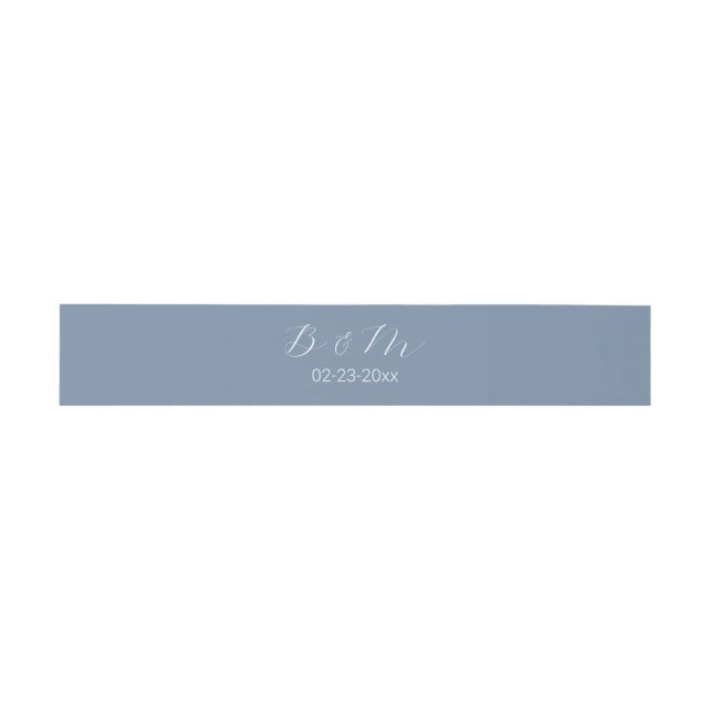 Cintas Para Invitaciones Simple Romántico Script Bodas Azul Polvoriento (Superficie plana)