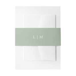 Cintas Para Invitaciones Simple Sage Green Monograma Elegante Boda