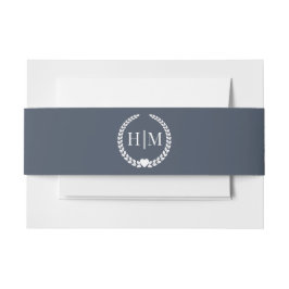 Cintas Para Invitaciones Simple Slate Navy Blue Monogram Invitation