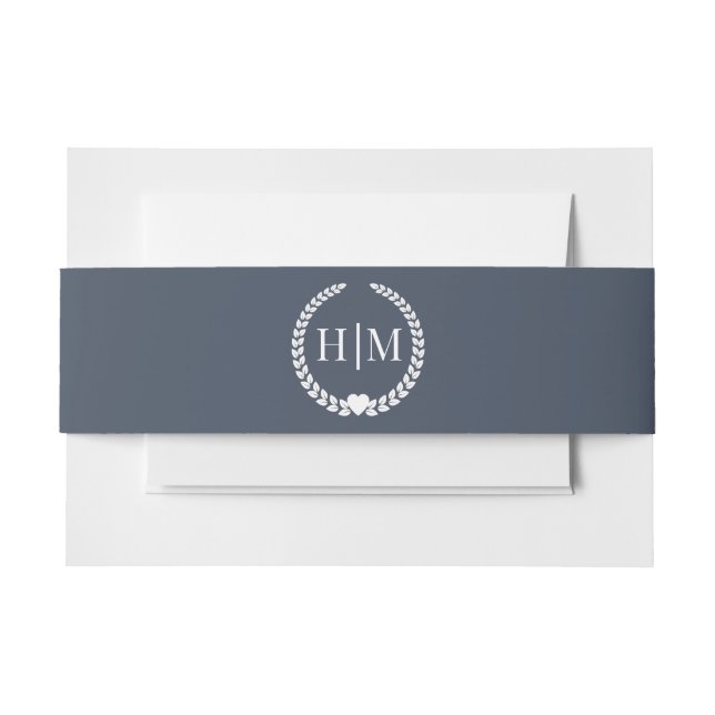 Cintas Para Invitaciones Simple Slate Navy Blue Monogram Invitation (Anverso Ejemplo)