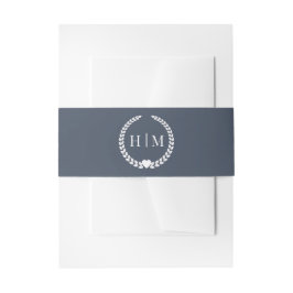 Cintas Para Invitaciones Simple Slate Navy Blue Monogram Invitation