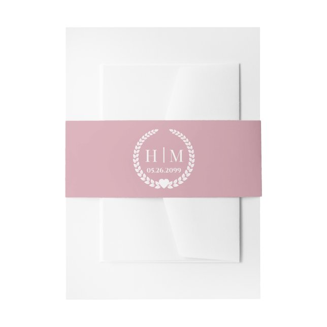 Cintas Para Invitaciones Simple Soft Antique Rose Monogram Invitation  (Anverso Ejemplo)