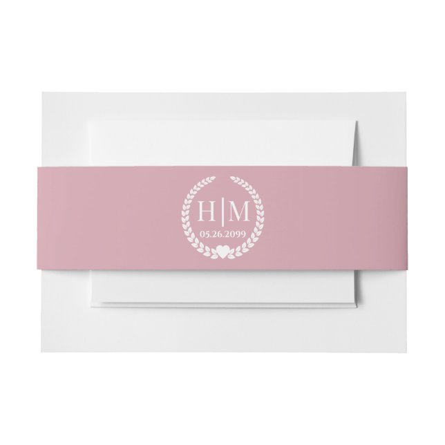 Cintas Para Invitaciones Simple Soft Antique Rose Monogram Invitation (Anverso Ejemplo)