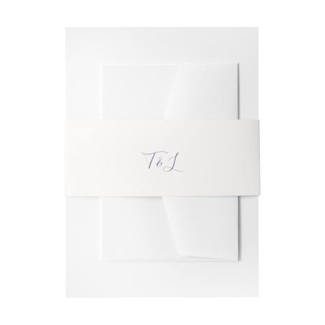 Cintas Para Invitaciones Simple Trendy Ivory | Lavender Initials Wedding (Anverso Ejemplo)